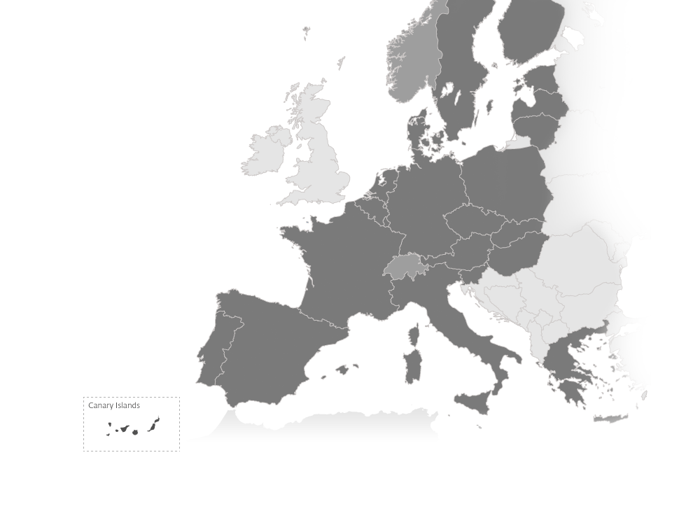<i>Schengen area. Photo <a href="http://frontex.europa.eu/trends-and-routes/migratory-routes-map/">via</a> Frontex</i>